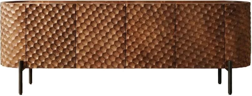 Invicta Interior TV-bord ADLON 160 cm 3D massief mangohout met zwart frame 47584