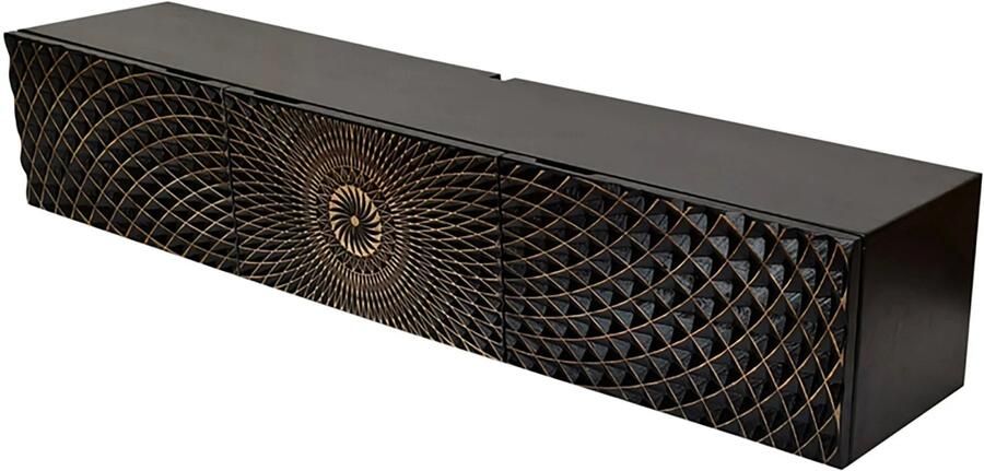 Invicta Interior TV-bord ILLUSION 160 cm 3D mangohout zwart goud 48410