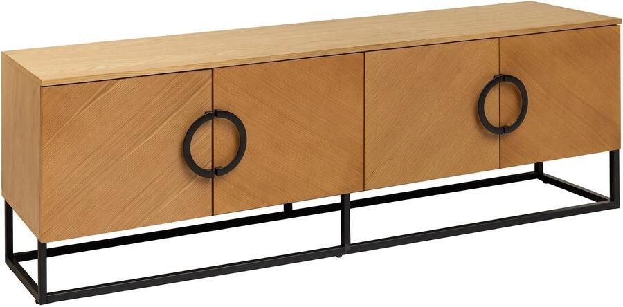 Invicta Interior TV-onderkast GRANDEZZA 180 cm eikenhoutlook met zwart metalen frame 46699