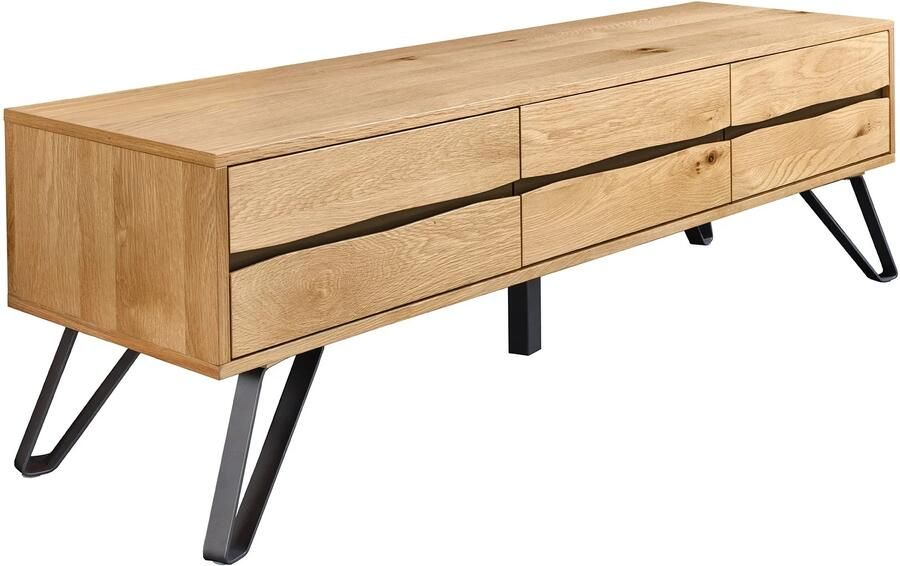 Invicta Interior TV-onderkast LIVING EDGE 160 cm eikenhout met zwarte poten 46342