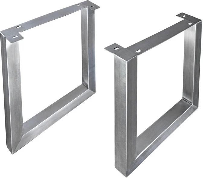 Invicta Interior U-vormige poten van 70 cm set van 2 voor eettafels geborsteld roestvrij staal (exclusief tafelblad). 41940