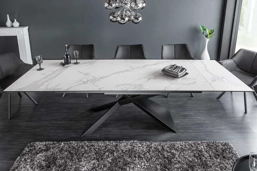 Invicta Interior Uitschuifbare eettafel EUPHORIA 180-220-260cm marmer wit keramiek gemaakt in Italie 40122