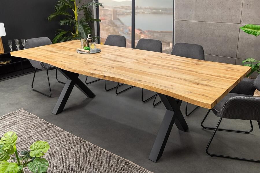 Invicta Interior Uitschuifbare eettafel WILD 160-200cm bruin wild eiken design zwarte boomrand 45078