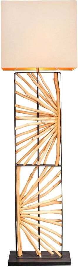 Invicta Interior Handgemaakte vloerlamp EUPHORIA 165cm naturel longan hout beige met lampenkap 44688