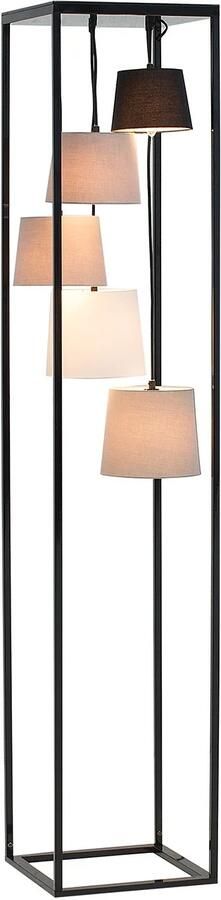 Invicta Interior Design vloerlamp LEVELS 180cm zwartgrijs 5 linnen kapjes 38685