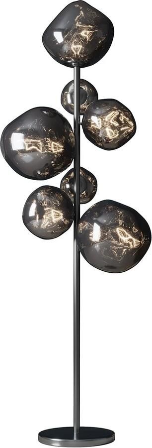 Invicta Interior Design Vloerlamp LIQUID DIAMOND 170cm smoke Glas Staal Seven Shades Globe Lamp 46024