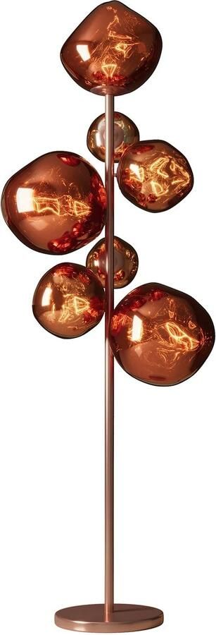 Invicta Interior Design Vloerlamp LIQUID DIAMOND 170cm Koper Glas Staal Zeven Tinten Bollamp 46023