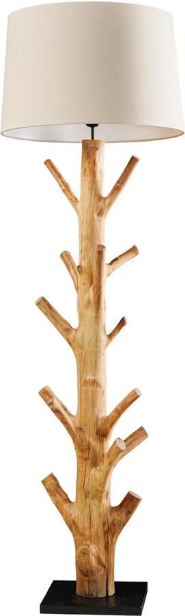 Invicta Interior Design vloerlamp TREE NATURE 180cm massief hout linnen kap handgemaakt 43323