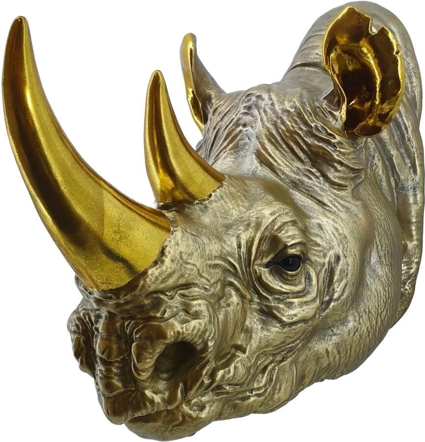 Invicta Interior Wanddecoratie RHINO 40cm handgemaakt goud 48019