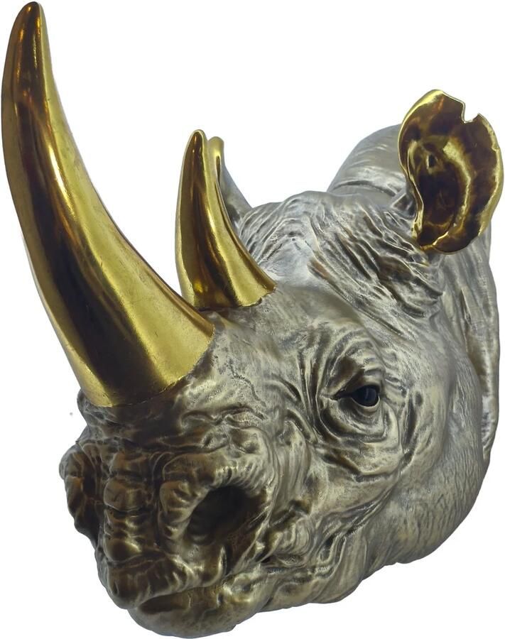 Invicta Interior Wanddecoratie RHINO 60cm handgemaakt goud 48020