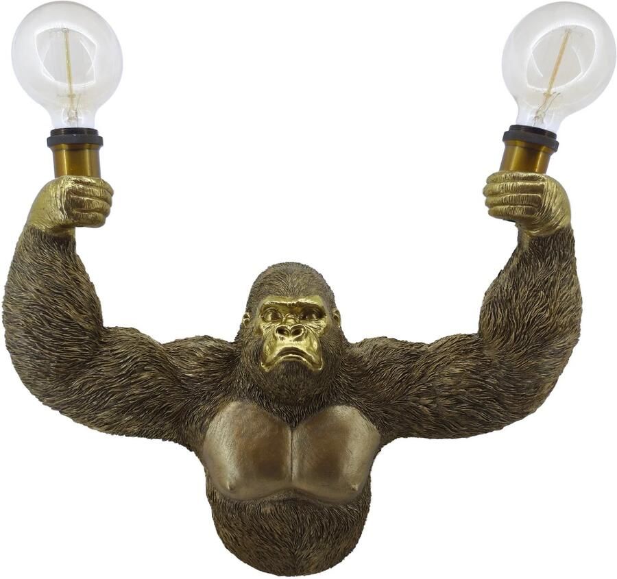 Invicta Interior Wandlamp KING APE 50 cm handgemaakt goud 48031