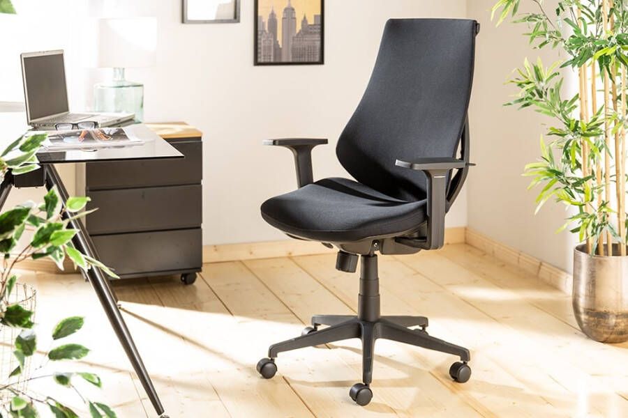 Invicta Interior In hoogte verstelbare bureaustoel ERGOMASTER zwart met armleuningen ergonomische vorm 41096