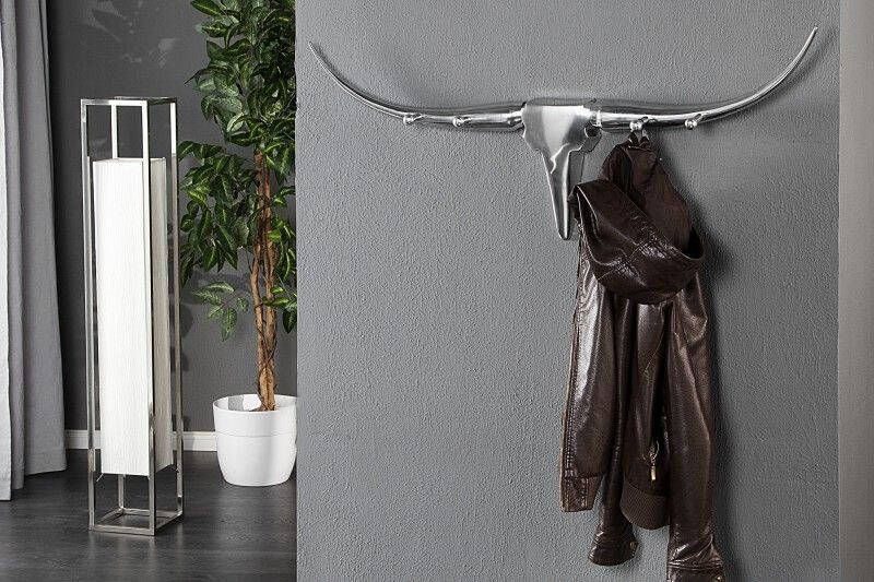 Invicta Interior Design kapstok BULL 100cm aluminium wanddecoratie stierenkop 20076