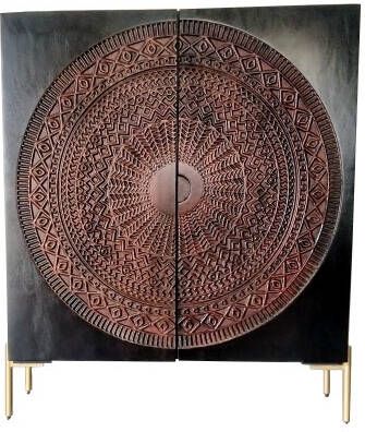 Invicta Interior Massief dressoir MANDALA 120cm mangohout zwart gouden poten 41105