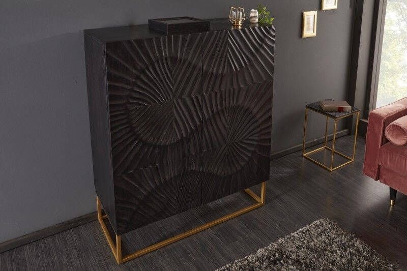 Invicta Interior Massief dressoir SCORPION 120cm zwart mangohout met gedetailleerde 3D-gravures 39910