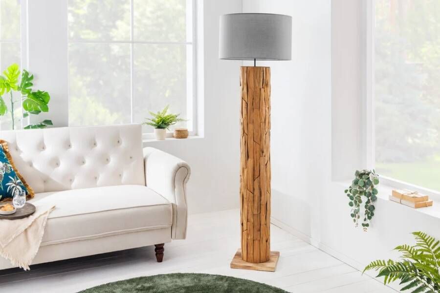 Invicta Interior staande lamp ROOTS 160cm drijfhout linnen kap grijs- 39322