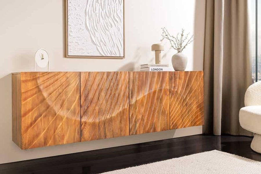 Invicta Interior Massief dressoir SCORPION 180cm bruin hangend mangohout met 3D houtsnijwerk 46647