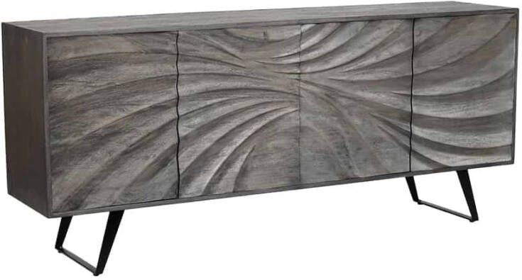 Invicta Interior Massief houten dressoir HURRICANE 175cm grijs acacia 3D-ontwerp 44390