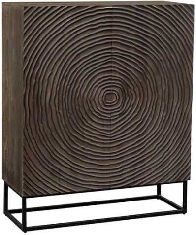 Invicta Interior Massief houten dressoir ZEN CIRCLES 120cm donkerbruin mangohout 3D design 44579