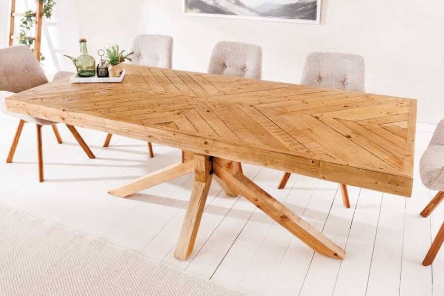 Invicta Interior Massief houten eettafel MOSAIK 160 cm natuurlijk gerecycled grenenhouten sterframe 44089