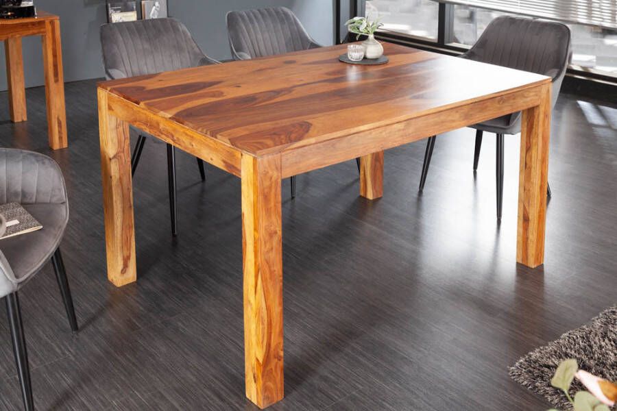 Invicta Interior Massief houten eettafel PURE 120cm natuursteenafwerking Sheeshamhout unieke korrel 44048