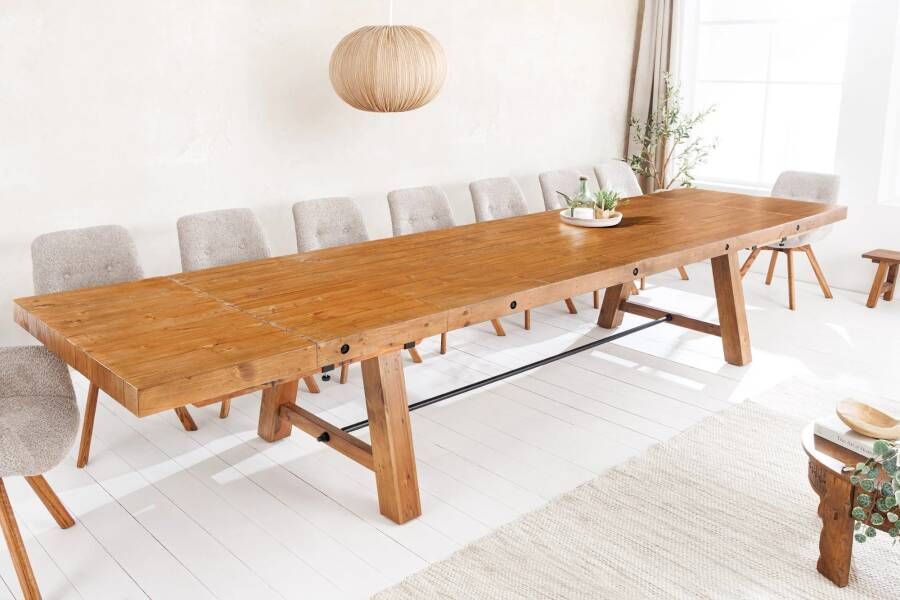 Invicta Interior Massieve eettafel FINCA 300-400cm vintage bruin uitschuifbaar gerecycled grenenhout 45129