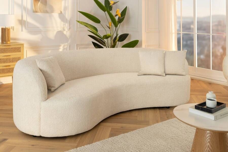 Invicta Interior Moderne bank ATELIER 230cm beige bouclé 3-zits bank incl. kussens 46546