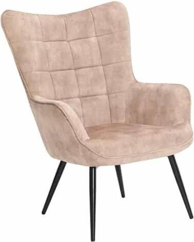 Invicta Interior Moderne fauteuil SCANDINAVIA champagne fluweel zwart metalen poten met armleuningen 44021