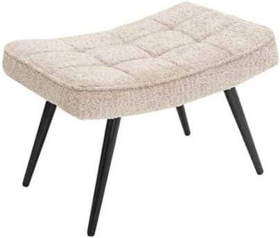 Invicta Interior Moderne Hocker SCANDINAVIA champagner greige Bouclé schwarze Metallbeine Fußhocker 44028