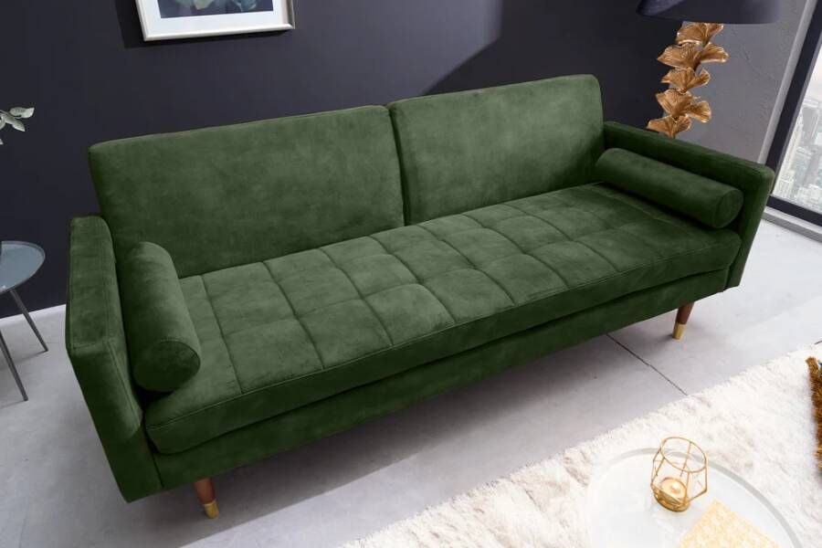 Invicta Interior Moderne slaapbank COUTURE 196cm groene microvelours 3-zits slaapbank functie incl. Kussen 42493