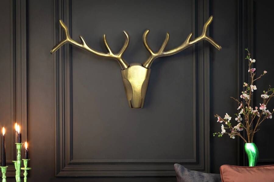 Invicta Interior Moderne wanddecoratie VEADO 100cm gouden hertengewei 45171