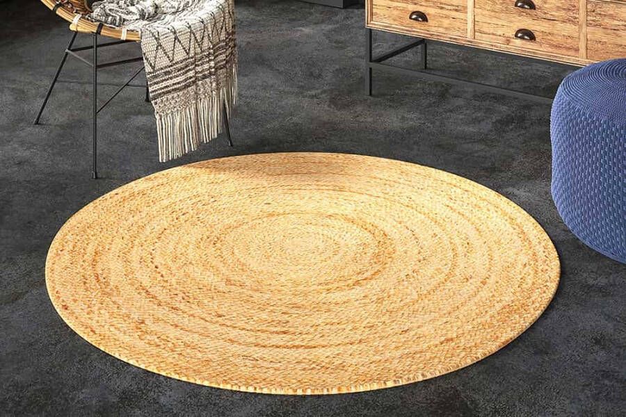 Invicta Interior Rond vloerkleed PURE NATURE 120cm Jute handgeweven platgeweven 44433