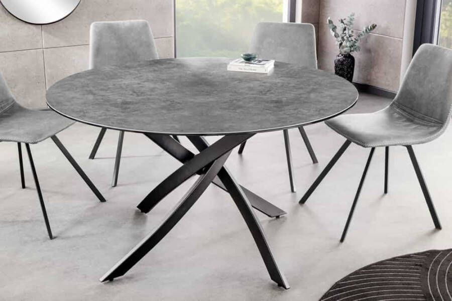 Invicta Interior Ronde eettafel ALPINE 120cm antraciet keramiek betondesign zwart metalen poten 44231