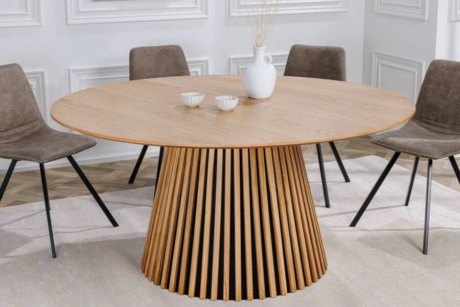 Invicta Interior Ronde eettafel VALHALLA WOOD 140cm naturel eiken kolomvoet 43431