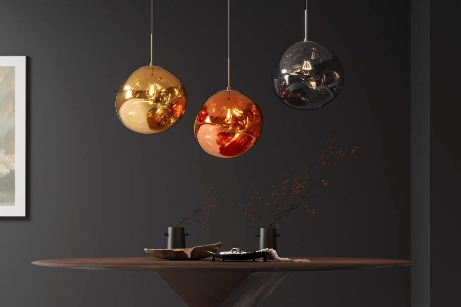 Invicta Interior Ronde hanglamp LIQUID DIAMOND 35cm goud glas stalen bollamp 46017