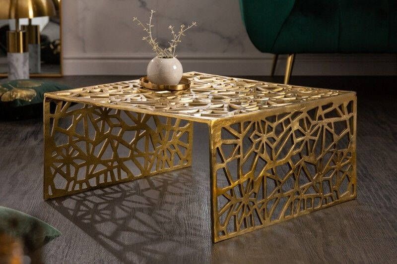 Invicta Interior Handgemaakte salontafel ABSTRACT 60cm aluminium goud in Gap design 40900