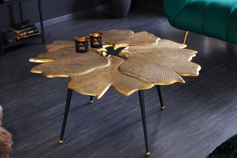 Invicta Interior Decoratieve salontafel GINKGO 95cm goud zwart handgemaakt metaal 42033