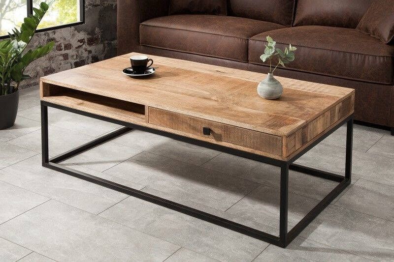 Invicta Interior Salontafel Iron Craft 100cm Massief Mango Hout Met Schuiflade 39293