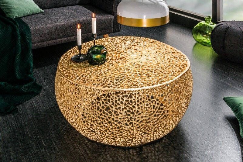 Invicta Interior Filigraan design salontafel ABSTRACT LEAF 80cm goud handgemaakt 40285