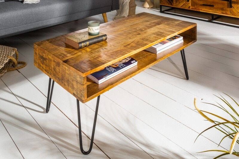 Invicta Interior Massieve salontafel SCORPION 100cm naturel mangohouten haarspeldpoten 38947