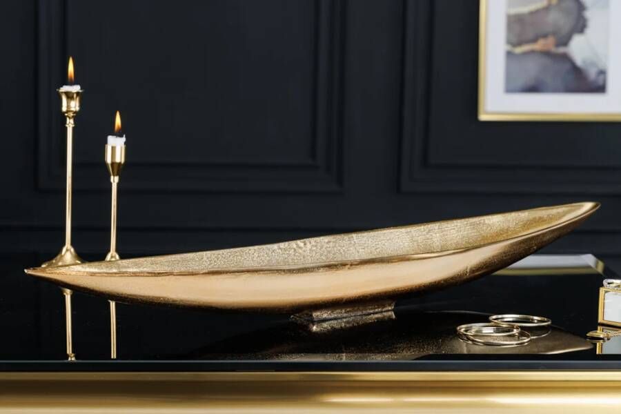 Invicta Interior Handgemaakte decoratieve kom GOLD LEAF 80cm antiek goud aluminium 42724