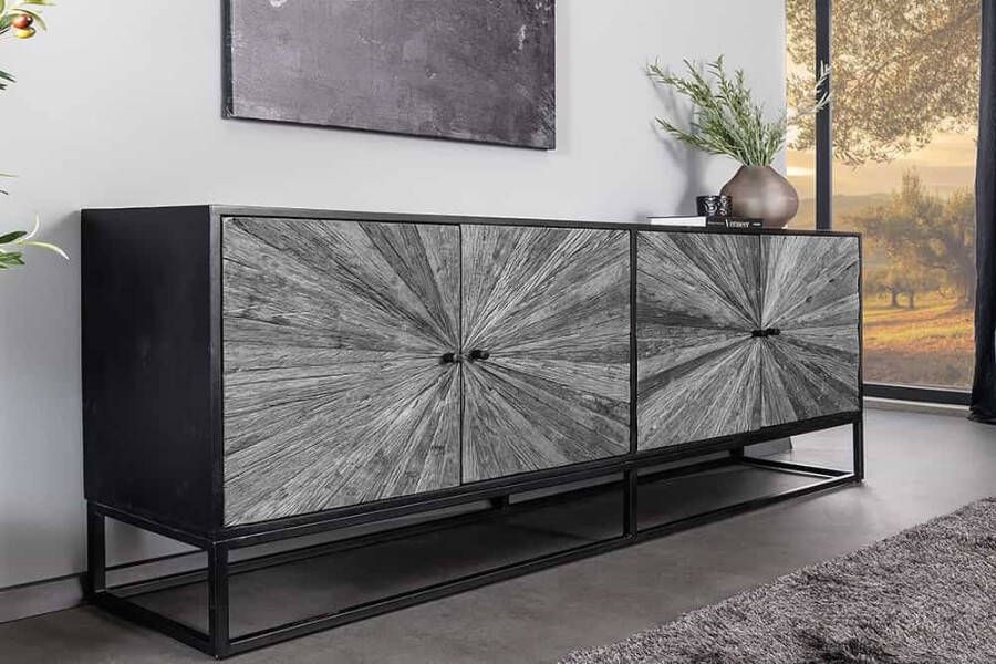 Invicta Interior Sideboard BARRACUDA 180cm mango wood and grey teak wood 44986