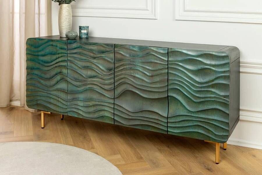 Invicta Interior Sideboard WAVE 160cm turquoise mango wood 45635