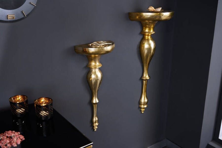 Invicta Interior Barokke wandconsole SCALA 60cm goud metalen wandplank handgemaakte wanddecoratie 42266