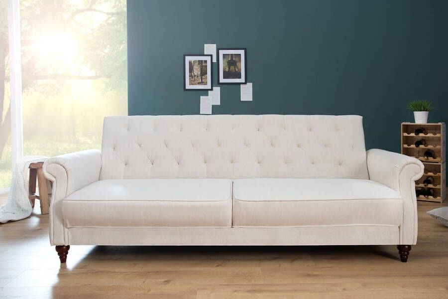 Invicta Interior Chesterfield 3-zitsbank MAISON BELLE AFFAIRE 220cm natuurlijke structuurstof met slaapfunctie 41498