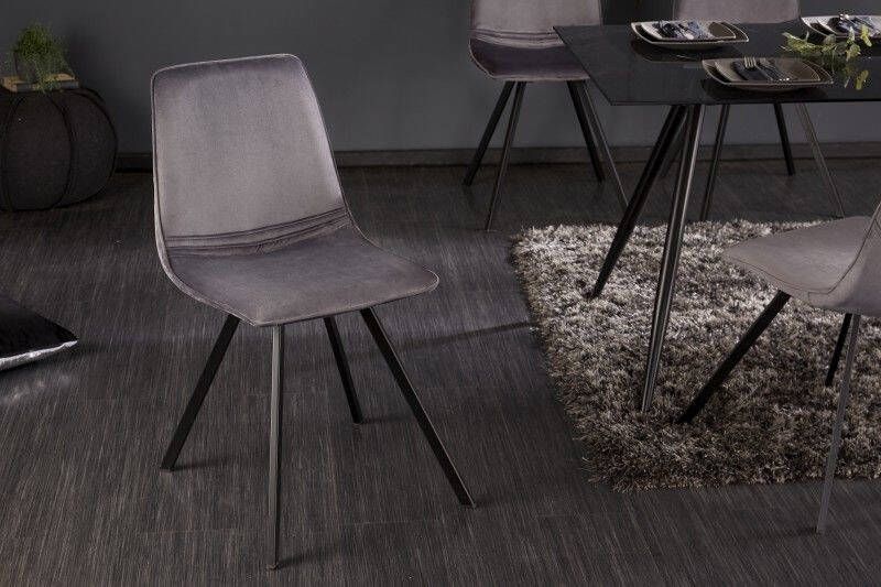 Invicta Interior Retro stoel AMSTERDAM CHAIR donkergrijs fluweel design klassieker 39920