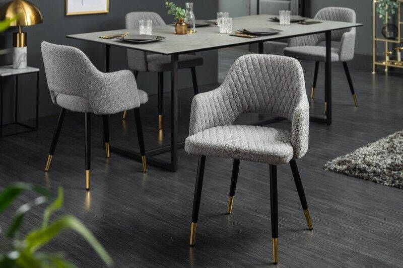 Invicta Interior Elegante stoel PARIS petrol fluweel decoratief gewatteerd voetdoppen goud retro design met armleuningen 42292