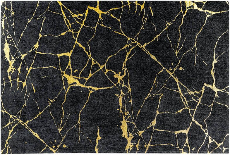 Invicta Interior Design Tapijt MARBLE 240x160cm zwart goud marmerlook flatweave 43724