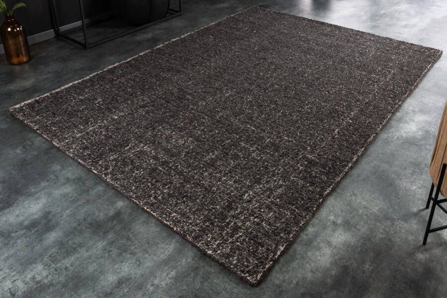 Invicta Interior Handgemaakt tapijt WOL 230x160cm donkergrijs gestructureerd van wol 41493