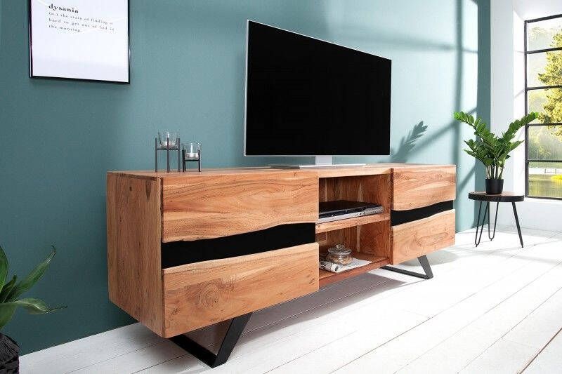 Invicta Interior Massief tv-meubel AMAZONAS 160cm acacia metalen lowboard boomrand 38332